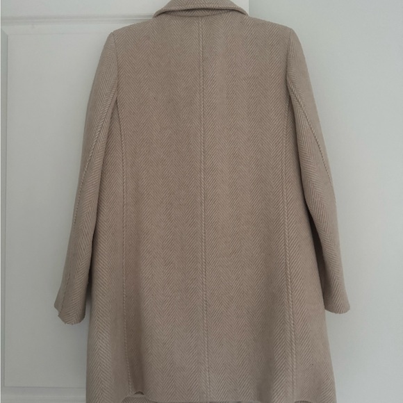 LOFT women’s beige tan herringbone wool blend winter peacoat jacket size MEDIUM - Picture 5 of 6